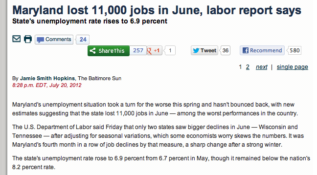 Maryland Lost Jobs