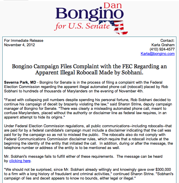 Dan Bongino Campaign Release