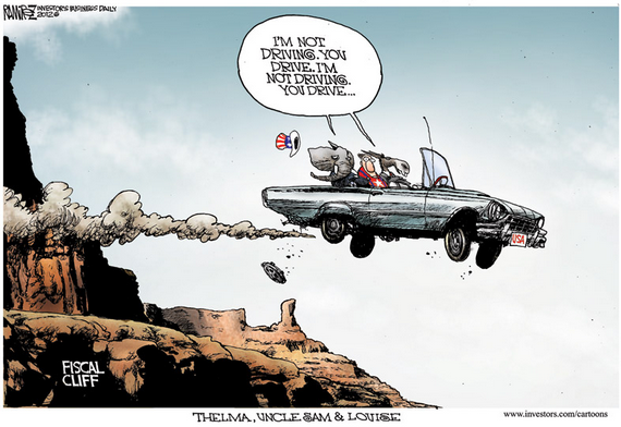 Republican and Democrat in Car Going Off Cliff