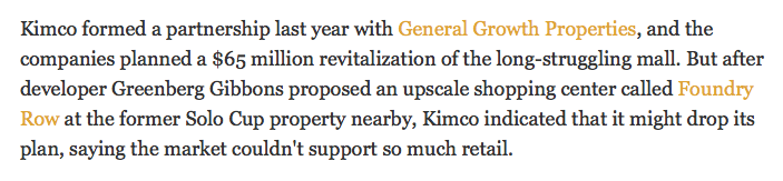 Excerpted Text Related to Kimco and Greater Owings Mills Market