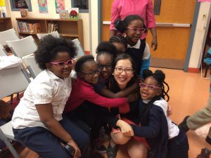 School Kids Hugging Dr. Leana Wen